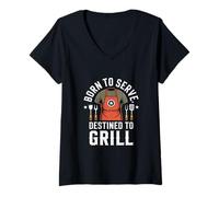 Womens Born to Serve Destined to Grill Veterans Day V-Neck T-Shirt