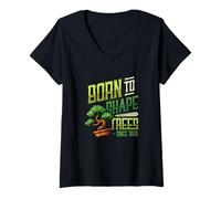 Womens Born to Shape Trees Since 1975 Bonsai Lover Happy Birthday V-Neck T-Shirt