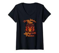 Womens Born Under FIRE Living with Passion V-Neck T-Shirt