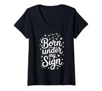 Womens Born Under My Sign Astrology Zodiac Constellation V-Neck T-Shirt
