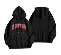 Women's Boston Lettering Hoodie - College Style Hoodie | Casual Sweatshirt for an Urban Everyday Look, style_y02 black, L