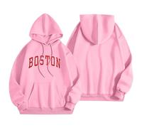 Women's Boston Lettering Hoodie - College Style Hoodie | Casual Sweatshirt for an Urban Everyday Look, style_y06 pink, XL