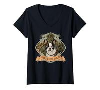 Women's Boston Terrier Dad Vintage V-Neck T-Shirt