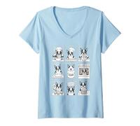 Women's Boston Terrier Dog Baking Pastry Chef V-Neck T-Shirt