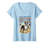 Women's Boston Terrier Vintage 90s Dog Lover 80s Boston Terrier V-Neck T-Shirt