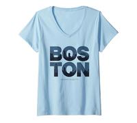 Womens Boston Tshirt Massachusetts MA Vintage Sports Design V-Neck T-Shirt