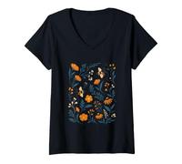 Women's Botanical Bee Garden Nature Aesthetic V-Neck T-Shirt