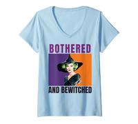 Women's Bothered and Bewitched Retro Witch V-Neck T-Shirt