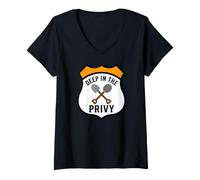 Women's Bottle Digging Relic Hunter Deep in The Privy Design V-Neck T-Shirt