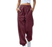 Women's Bottom Sweatpants Moisture Wicking Joggers Pants Workout High Waisted Yoga Pants with Pockets Wide Leg Harem Hippie Pant Drop Crotch Baggy Lightweight Stretch Cotton Jogging Yoga Trouser Wine