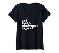 Womens Boule Eat Sleep Petanque Repeat for Boulder Boules V-Neck T-Shirt
