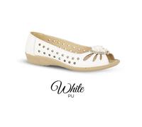 Boulevard Mia Flower Womens Shoes | Slip On Shoes | White | UK Size 7