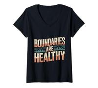 Womens Boundaries are Healthy Emotional Respect Quotes - V-Neck T-Shirt