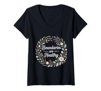 Womens Boundaries are Healthy Emotional Respect Quotes - V-Neck T-Shirt