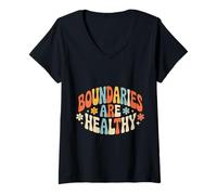 Womens Boundaries are Healthy Emotional Respect Quotes - V-Neck T-Shirt