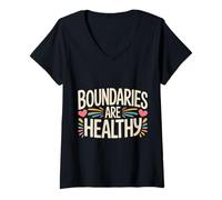 Womens Boundaries are Healthy Emotional Respect Quotes |- V-Neck T-Shirt