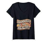 Womens Boundaries are Healthy Emotional Respect Quotes - V-Neck T-Shirt