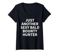 Womens Bounty Hunter Apparel | Funny Bald Hunters Design V-Neck T-Shirt