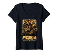 Women's Bourbon Goes in Wisdom Comes Out Gorilla V-Neck T-Shirt