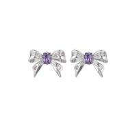 Women's Bow Knot 14 Carat Au585 White Gold Earrings Amethyst