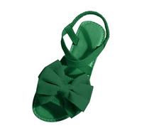 Women's Bow Knot Gladiator Sandals 2026 Summer Lightweight Flat Elastic Strap Roman Shoes Stylish Open Toe Bathroom Pool Footwear Comfort Anti-Slip Slingback Sliders UK Green