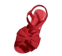 Women's Bow Knot Gladiator Sandals 2026 Summer Lightweight Flat Elastic Strap Roman Shoes Stylish Open Toe Bathroom Pool Footwear Comfort Anti-Slip Slingback Sliders UK Red