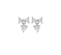 Women's Bow Knot Heart White Gold 585 Earrings White Moissanite