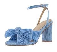 Women's Bow Knot Heeled Sandals Bridal Wedding Open Toe Ankle Strap Chunky Heels for Party Dressing