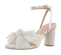 Women's Bow Knot Heeled Sandals Bridal Wedding Open Toe Ankle Strap Chunky Heels for Party Dressing