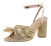 Women's Bow Knot Heeled Sandals Bridal Wedding Open Toe Ankle Strap Chunky Heels for Party Dressing