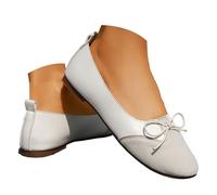 Women's Bow Knot Leather Loafers Patchwork Color Round Toe Lightweight Elegant Soft Insole All-Match Vintage Casual Shoes Office Work Vacation Picnic Outdoor Daily Walk Footwear White