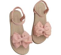 Women's Bow Knot Sandals Lightweight Flat Summer Linen Shoes Open Toe Flower Chunky Post Bohemian Sliders Breathable Walking Slingback Slides Slip On Shower Beach Slippers Holiday Vacations Pink