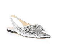 Womens Bow-Knot Slingback Ballet Flats, Pointed Closed Toe Casual Low Heels Shoes, Comfortable Slip On Casual Dress Shoes for Party Evening Office,Silver,8 UK