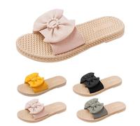 Women's Bow Knot Slippers Size 5 UK Clearance Open Toe Flat Slip on Sandals Slide Mules Summer Casual Beach Pool Flat Sliders Backless Flats Pink Footwear Gifts