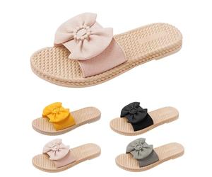 Women's Bow Knot Slippers Size 5 UK Clearance Open Toe Flat Slip on Sandals Slide Mules Summer Casual Beach Pool Flat Sliders Backless Flats Pink Footwear Gifts