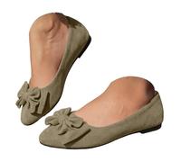 Women's Bow Knot Suede Loafers Solid Color Pointed Toe Lightweight Flexible Elegant Padded Soft Insole Dressy Casual Shoes Office Work Vacation Picnic Outdoor Daily Walk Footwear