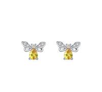 Women's Bow Knot Teardrop White Gold Au375 9 Carat Earrings Citrine
