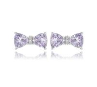 Women's Bow Knot White Gold 750 Earrings Amethyst & Moissanite