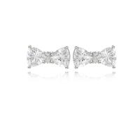 Women's Bow Knot White Gold 9K Au375 Earrings Lab Created Diamond