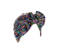 Womens Bow Sequin Turban Hats Casual Pretty Beanie Caps Multi-Purpose Scarf Pre Tied Head Warp Coverings Fashion Stretch Headwear for Girls Ladies