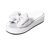 Womens Bow Sliders Womens Smart Sliders Slip On Butterfly Slides Elegant Platform Slides Trendy Party Slider Open Toe Summer Slider Dressy Vocation Sandals Beach Holiday Slide For Ladies