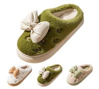 Womens Bow Slippers, Fluffy Mule Slippers For Women, Soft Thick-Soled Slipper Non-Slip Fluff Shoes Memory Foam Shoe Indoor Outdoor Shoes Winter Warm Home Slipper Bowknot Cute Footwear