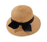 Womens Bow Visor Hat Vacation Travel Hat Summer Hat Foldable Outdoor Hat Track Hats for Women Mens Straw Hats UK Adult Sun Sports Visor Hats One Size Adjustable Cap for Men Straw Man Hat Coffee