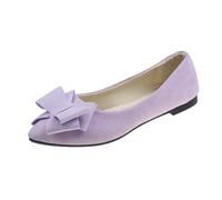 Womens Bowknot Ballet Flat Shoes Suede Pointy Toe Dress Flats Casual Work Office Slip On Moccasins Daily Dating Commuting Loafers Ladies Flat Sandals Hot Pink
