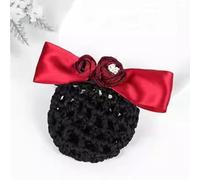 Womens Bowknot Hairnet Female Nurse Bow Head Flower Hairnet Hair for Women Bun Net(Red)