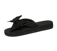 Womens Bowknot Platform Flip Flops Chunky Sole Summer Beach Sandals Cute Thong Slippers for Holiday Casual Wear Black