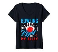 Women's Bowling is Right UP My Alley T-Shirt Bowling Merchandise V-Neck T-Shirt