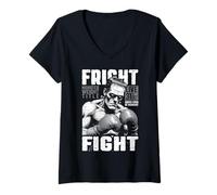 Womens Boxer Boxing Frankenstein Fright Fight Halloween Pugilism V-Neck T-Shirt