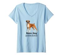 Women's Boxer Dog Loyal to the Bone Silly to the Core Pet Style V-Neck T-Shirt