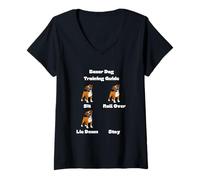 Women's Boxer Training Guide - Funny Dog and Puppy V-Neck T-Shirt